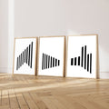 Stripscape: Minimalist Set of 3 Black & White Abstract Art Prints